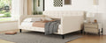 Full Size Upholstered Tufted Daybed With 4 Support Legs, Beige Box Spring Not Required Full Beige Wood Bedroom Daybeds Linen Upholstered