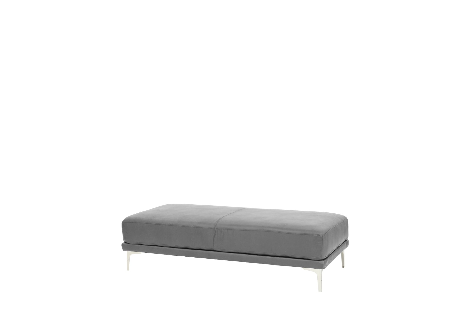Modern Antique Gray Large Ottoman Metal Legs 1Pc Cocktail Ottoman Living Room Antique Gray Faux Leather Primary Living Space Grey Contemporary,Modern Rectangle Bonded Leather