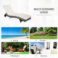 Outsunny Wicker Chaise Lounge Pool Chair, Outdoor Pe Rattan Cushioned Patio Sun Lounger W 5 Level Adjustable Backrest & Wheels For Easy Movement, Cream White Cream White Rattan