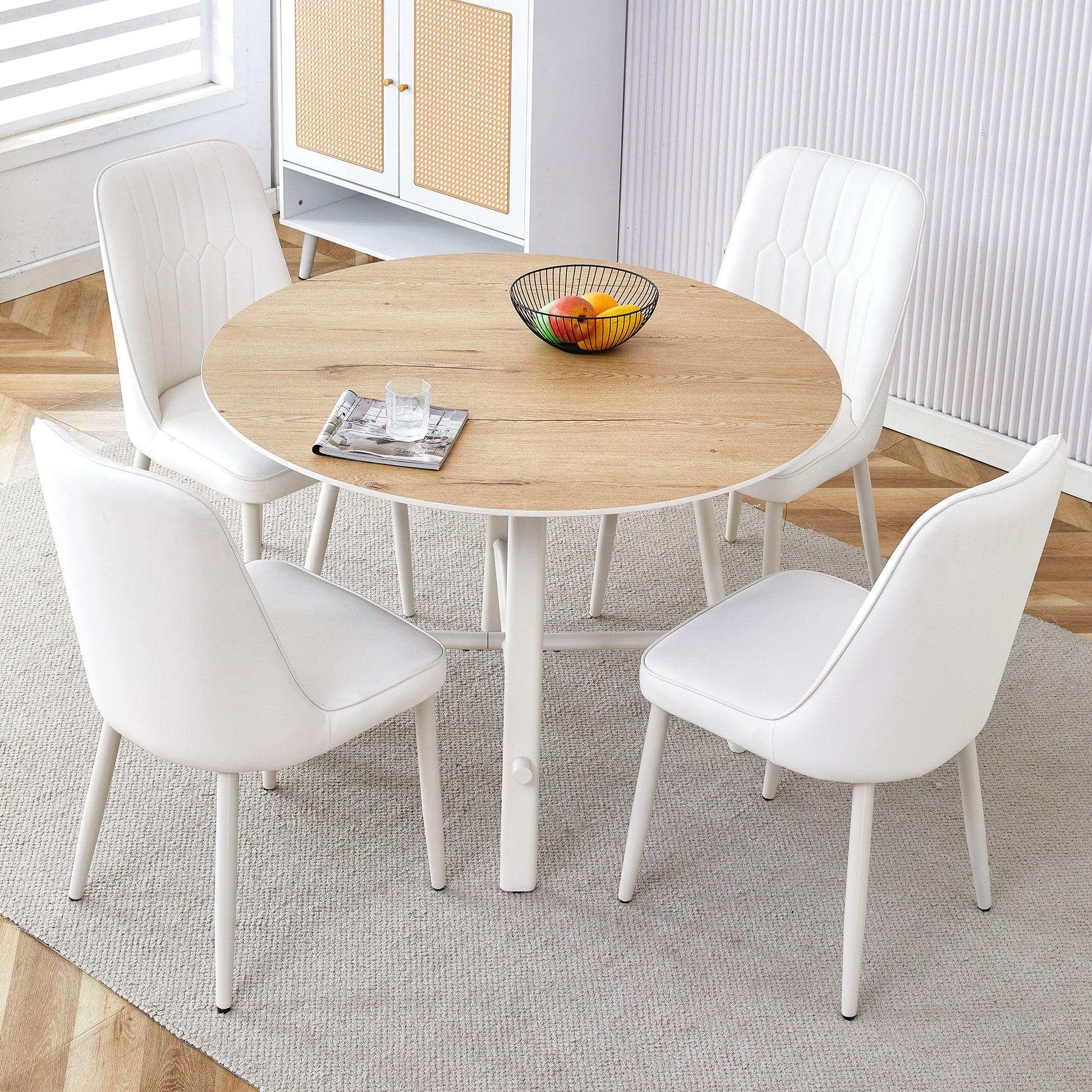 Table And Chair Set, Mdf Desktop, White Metal Table Legs, Stable And B