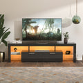 Fashiontvstandtvcabinet,Entertainmentcenter,Tvstationtv Console,Media Console,With Ledlight Belt,Light Belt Remote Control,Toughenedglassshelf,Metal Handle,Canbeplaced In The Living Room,Bedroom,Black Black Primary Living Space 60 69 Inches 60 69 Inches