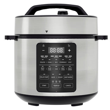 9 In 1 Electric Pressure Cooker 6 Quart, Steamer, Yogurt Maker, Warmer & Sterilizer, Saute, Slow Cooker, Rice Cooker, Egg Cooker, Multi Functional Smart Pot, Stainless Steel Black Stainless Steel