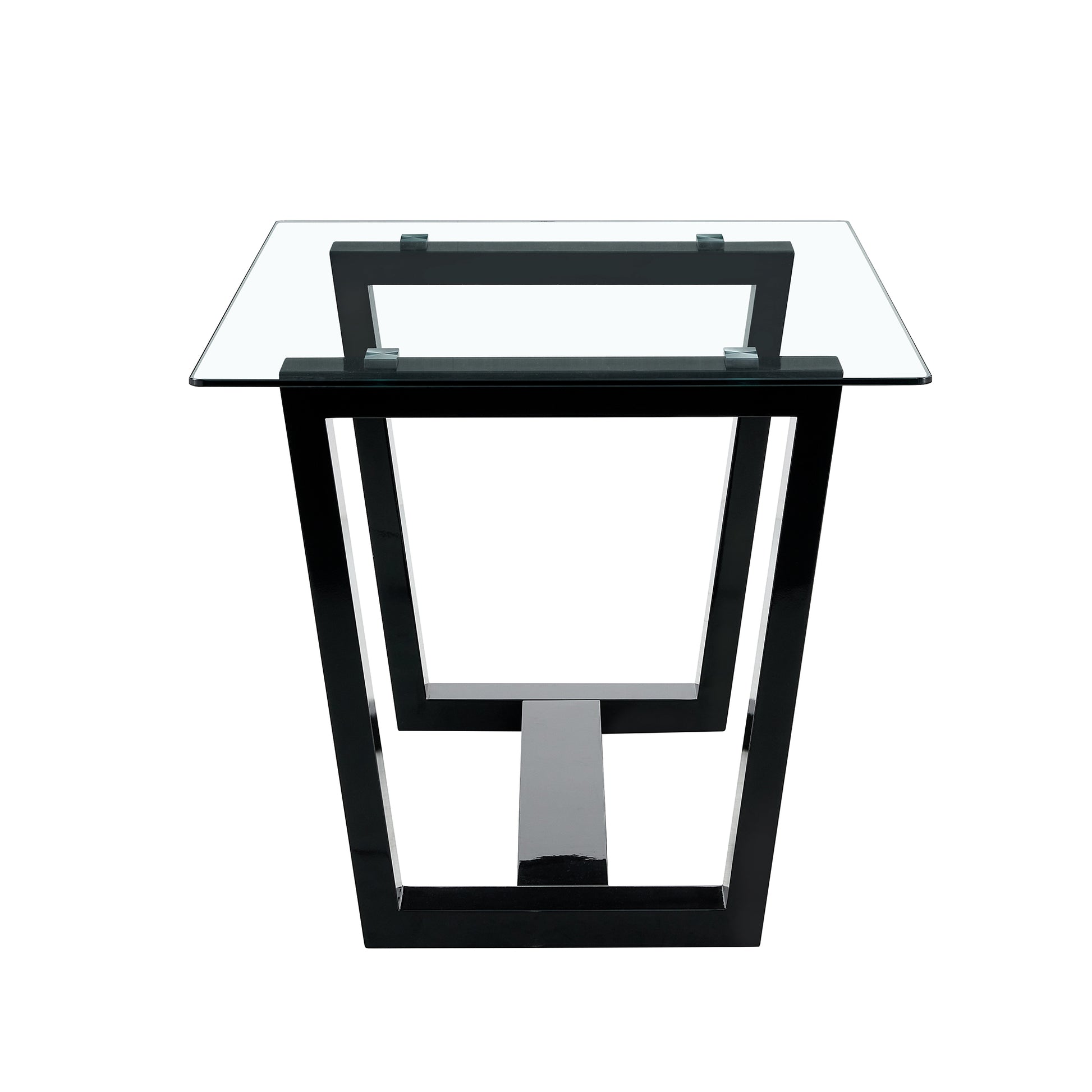 Seating 6 8 People, This Modern, Minimalist Rectangular Dining Table Features A Tempered Glass Top And A Sleek Black Mdf Stand. Suitable For Kitchen, Dining Room, Living Room, Meeting Room Transparent Mdf Glass