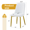 4 Modern Dining Chairs, Sleek Pu Leather Backrest, And Gold Metal Legs Bring A Comfortable Home Experience To The Kitchen, Bedroom, And Office. White Pu