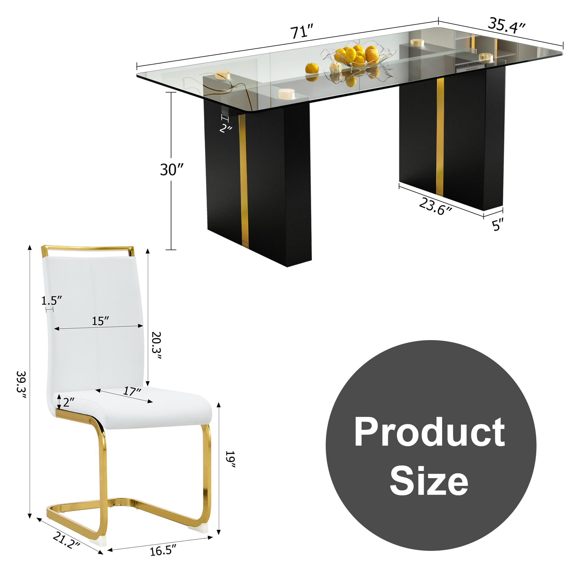 Table And Chair Set, Large Modern Minimalist Rectangular Glass Table, Can Accommodate 6 8 People, Equipped With Tempered Glass Tabletop And Large Mdf Table Legs, Comfortable And Minimalist Chairs. Transparent Mdf Glass