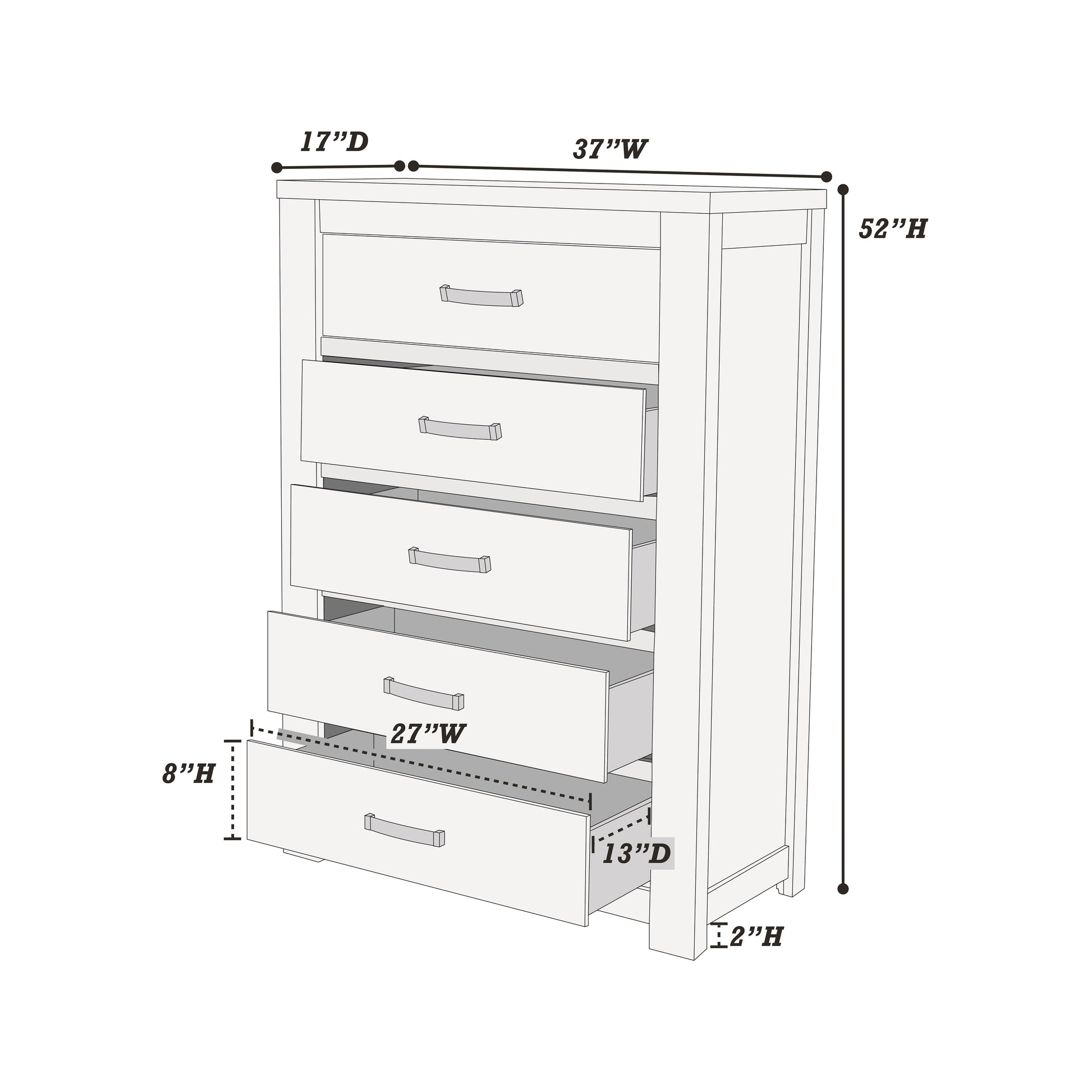 Bedroom Furniture Rustic Light Grey Simple 1Pc Chest Of Drawers 5 Drawers Storage Cabinet Solidwood Light Grey Bedroom Modern,Transitional Pine Particle Board Mdf,Solid Wood