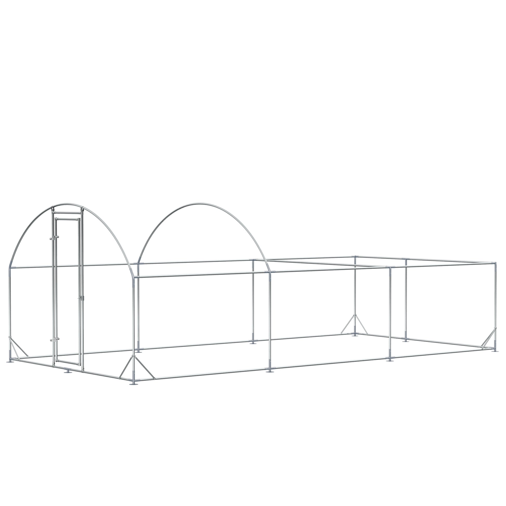 Pawhut Large Chicken Coop Metal Chicken Run For Chickens With Waterproof And Anti Uv Cover, Dome Shaped Walk In Fence Cage Hen House For Outdoor And Yard Farm Use, 1" Dia, 9.2' X 18.7' X 6.4' Silver Steel