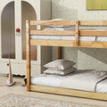 Solid Woodensolid Rubber Wooden Twin Over Twin Loft Bed With Ladder ,Upper And Bottom Bed Platforms Crafted With Strengthened Slats ,Natural Twin Natural Rubber Wood