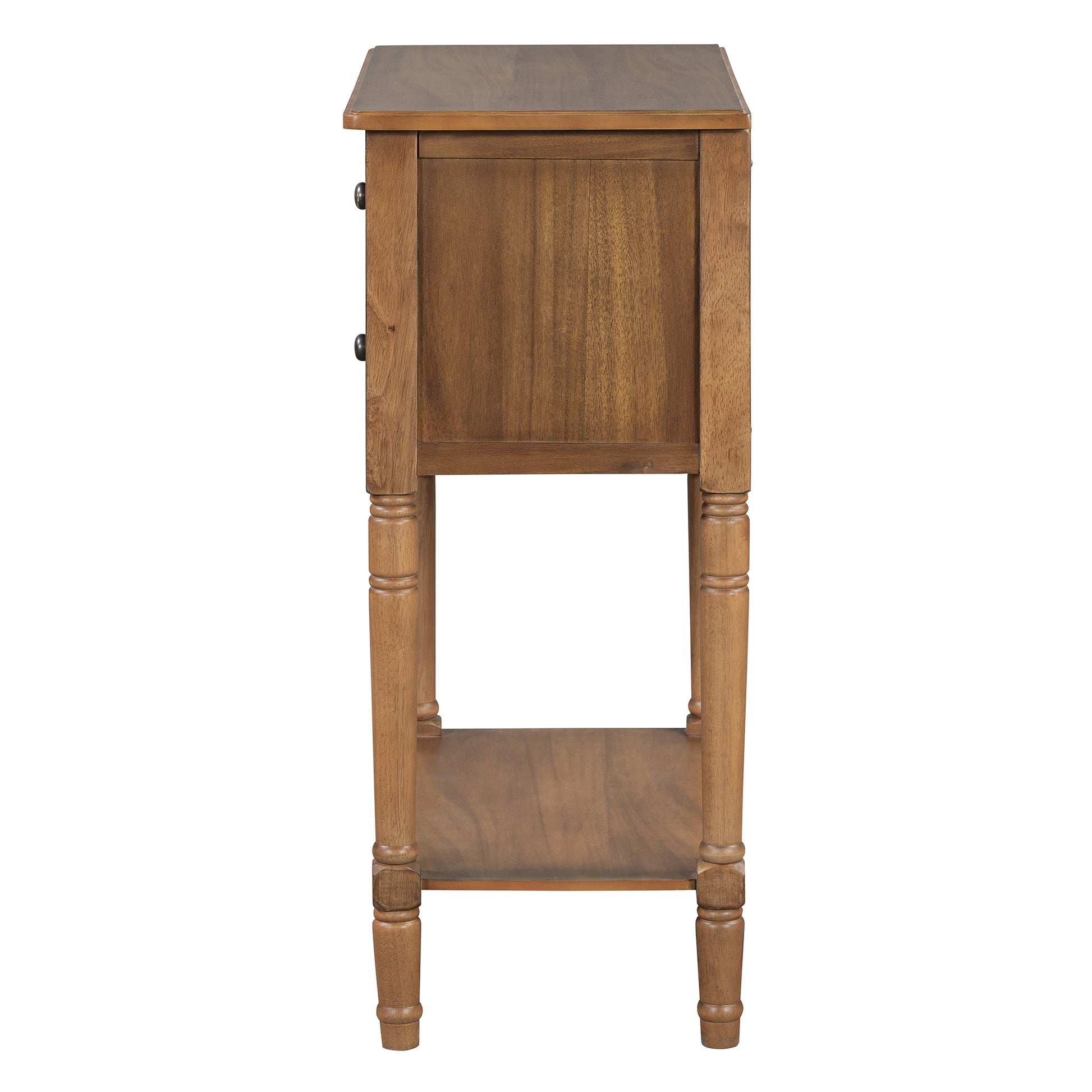 Narrow Console Table, Slim Sofa Table With Three Storage Drawers And Bottom Shelf Natural Natural Solid Wood Mdf