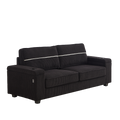 86.5 Inch Sofa Couch Deep Seat Sofa With Two Storage Spaces, T Pyce Charging Portsusb Charging Ports & 2 Cup ,Corduroy 3 Seater Couch, Modern Sofas For Living Room Black Foam Corduroy 3 Seat