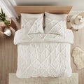 Pintuck Sherpa Down Alternative Comforter Set Full Ivory Polyester