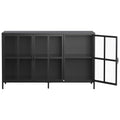 Heavy Duty Metal Modern Sideboard Buffet Cabinet With Storage Premium Steel Storage Cabinet ,Adjustable Feet,Glass Doors,Large Capacity Organizer For Living Room,Bed Room,Dining Room Accent Chests 3 4 Spaces Antique Black Primary Living Space Glass Doors