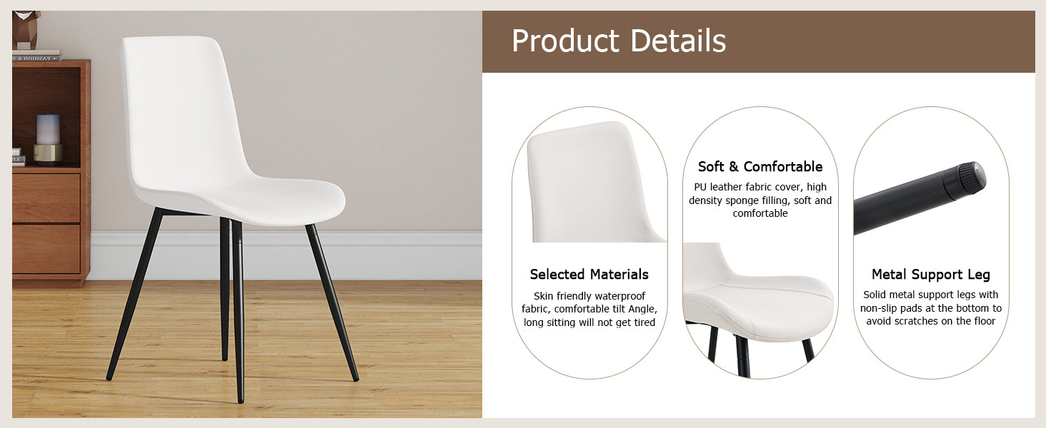 Table And Chair Set, Textured Top In Vintage Retro Grey Wood Grain Desktop, Black Metal Legs. Dining Chair With White Faux Leather Backrest Cushion With Black Metal Legs. Gray,Wood Seats 4 Mdf Metal