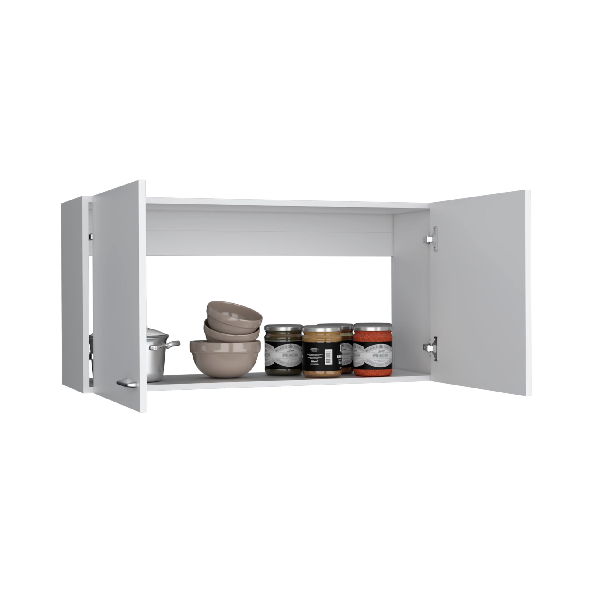 Napoles Wall Cabinet, Two Shelves, Double Door White Wall Mounted 1 2 Shelves White Kitchen Wall Mounted Particle Board