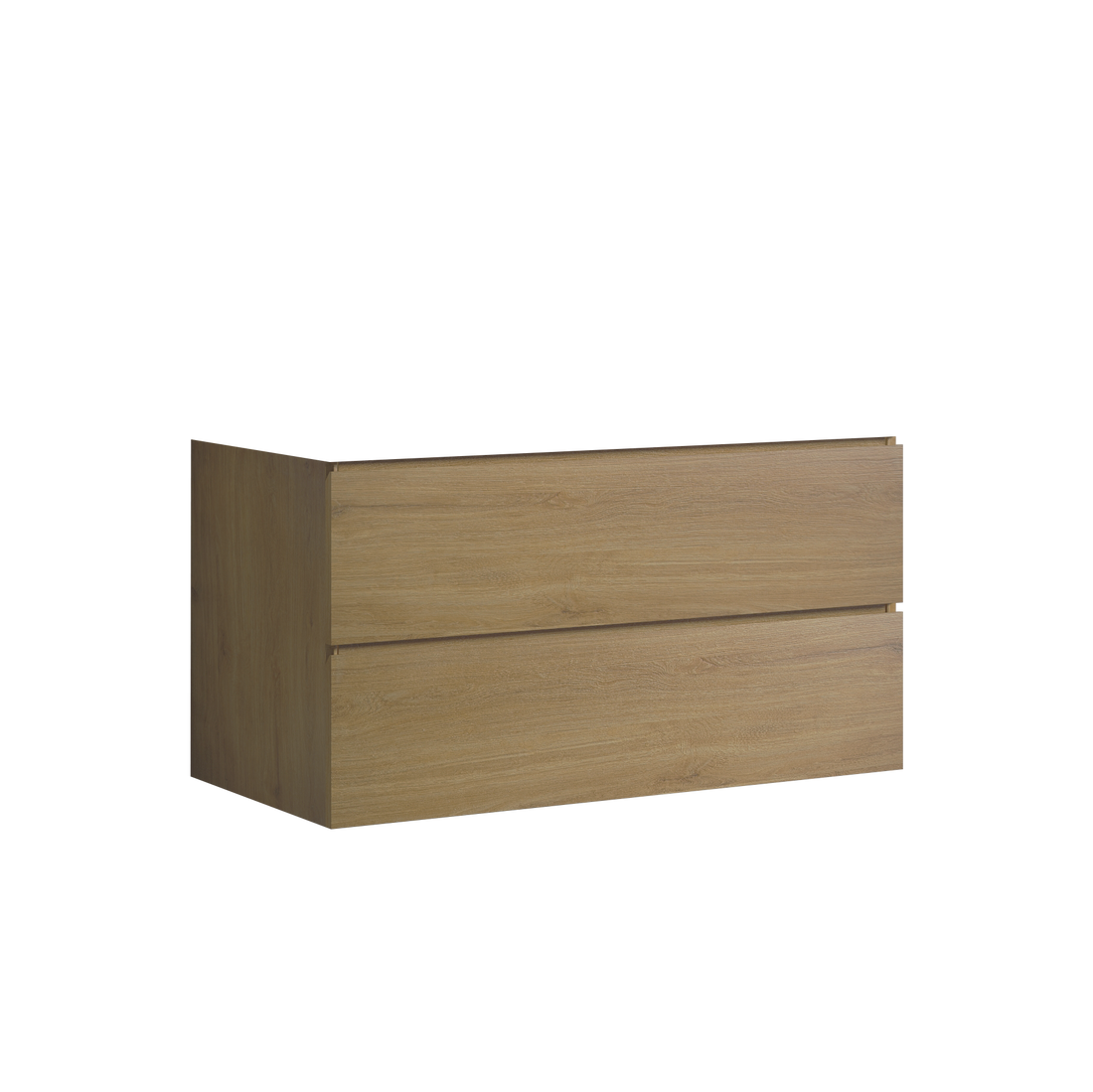 Alice36 106, Wall Mount Cabinet Without Basin, Natural Oak Color, With Two Drawers, Pre Assembled Oak Melamine