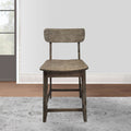 Curved Seat Wooden Frame Counter Stool With Cut Out Backrest, Gray Gray Solid Wood