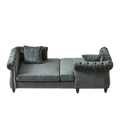 81 Inch Chenille Face To Face Chaise Lounge With Two Pillows,Nailhead Trim,Button Tufted Design And Rolled Arms For Lounge, Living Room And Office Green Chenille 1 Seat