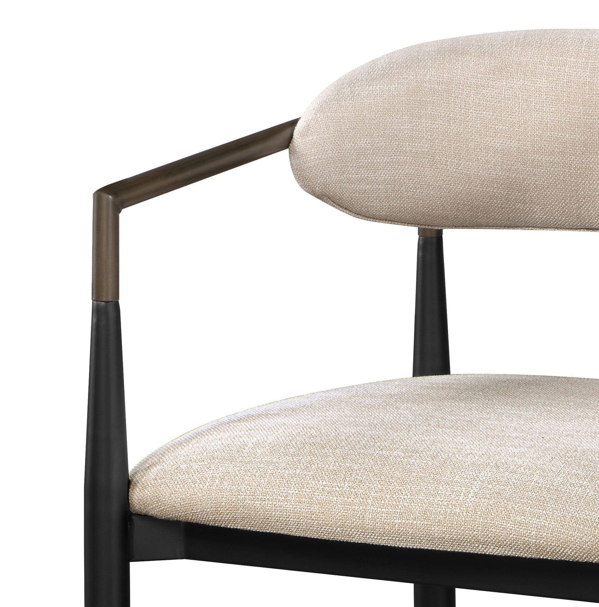 Jaramillo Beige Linen & Black Finish Side Chair Set Of 2 Beige Linen,Metal,Synthetic Wood