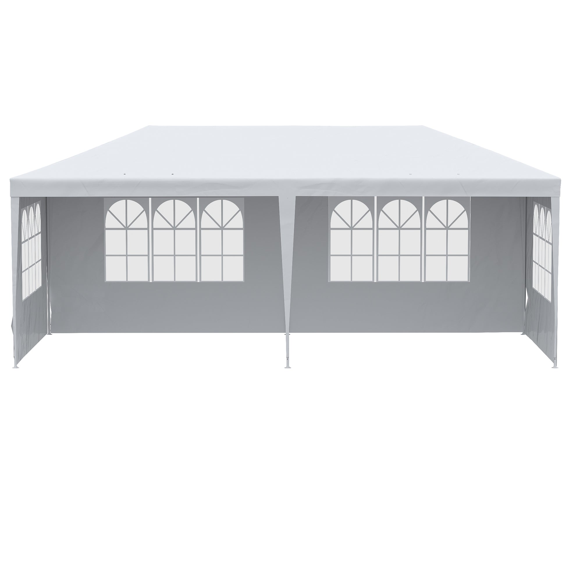 Outsunny 10' X 20' Large Party Tent, Events Shelter Canopy Gazebo With 4 Removable Side Walls, Shade Shelter For Weddings, White White Steel