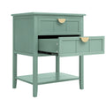 2 Drawer Side Table, American Style, End Table, Suitable For Bedroom, Living Room, Study Light Green Mdf