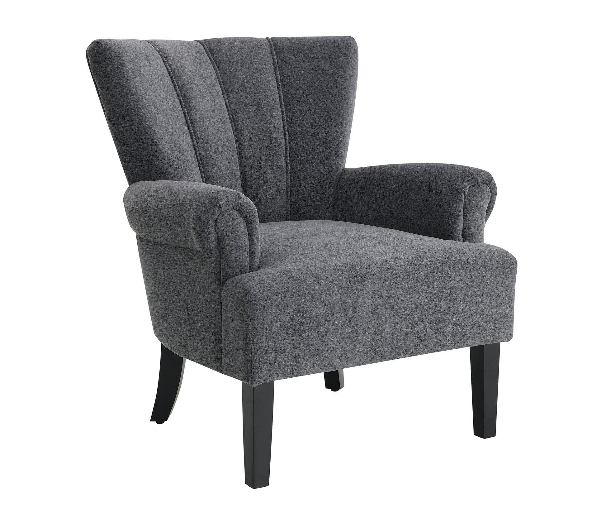 Modern Accent Living Room Chairs,Polyester Armchair Club Chair With Channel Back, Accent Chair For Living Room, Bedroom Reading Room, Soft Fabric, Wooden Leg, Dark Grey Dark Grey Primary Living Space Modern Foam Plywood