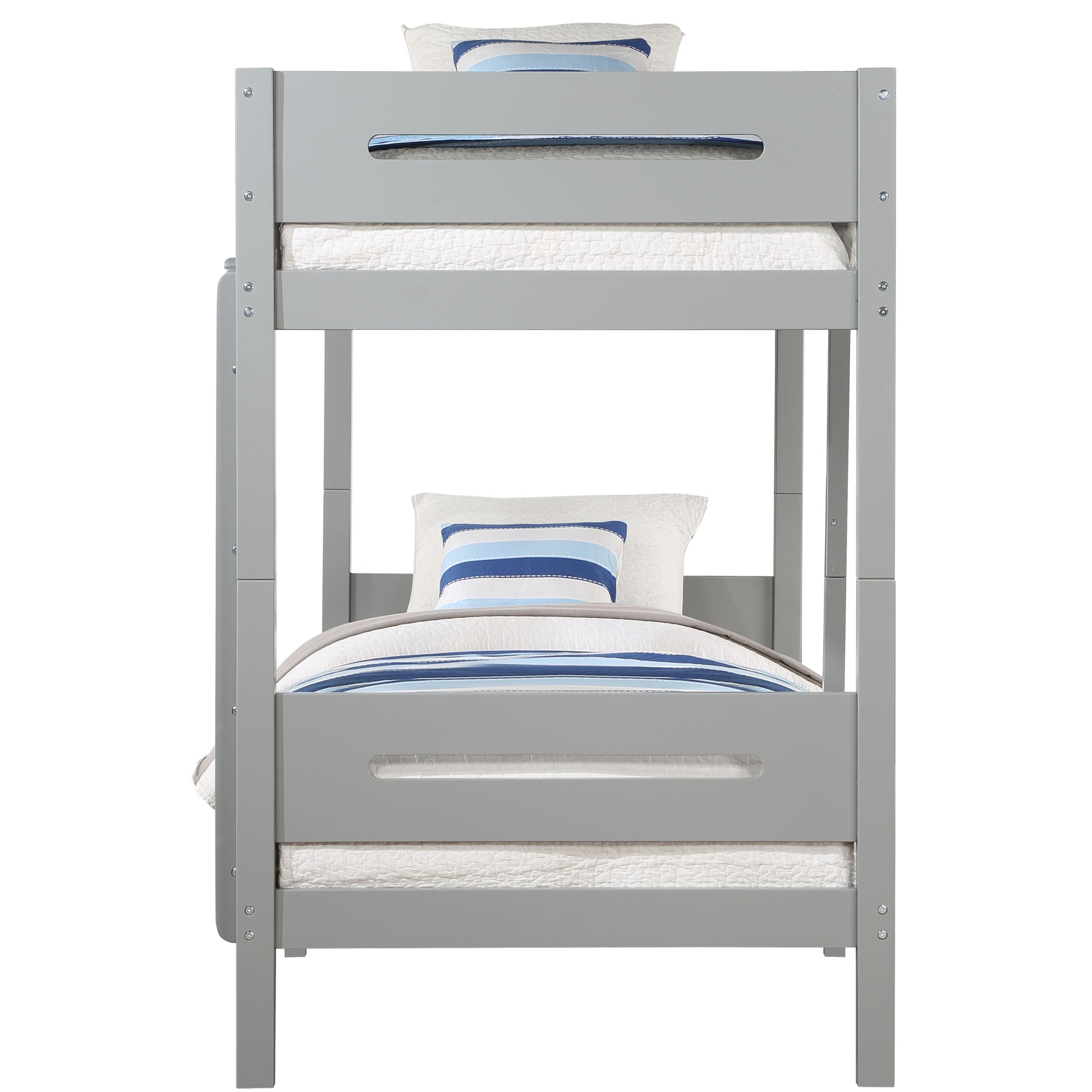 Grey Twin Twin Bunk Bed With Ladder And Hanger Grey Bedroom Wood