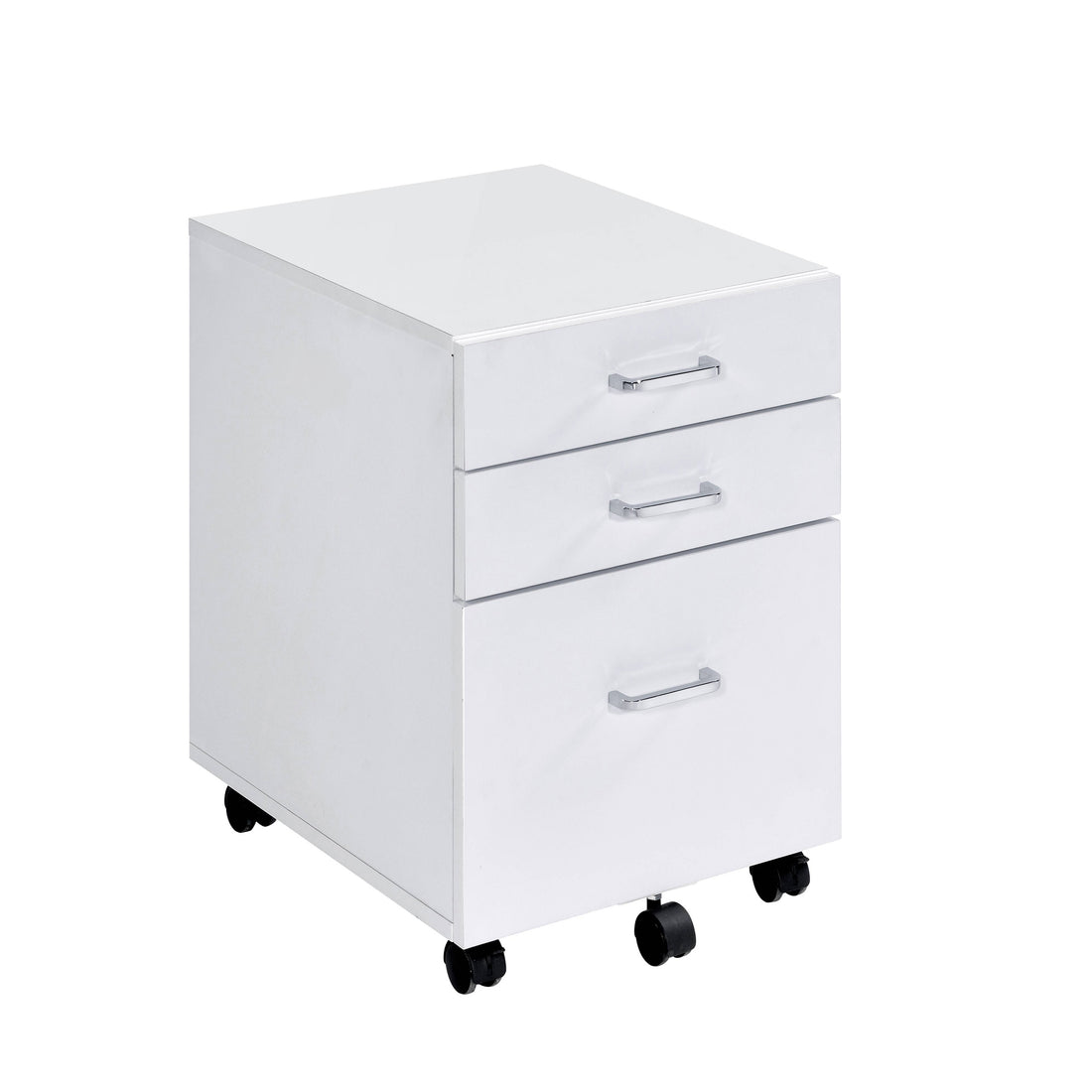 White And Chrome 3 Drawer Rectangular File Cabinet Filing Cabinets 3 4 Drawers White Office Drawers Included Modern Wood Metal