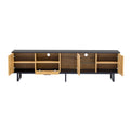 Modern Tv Stand With 4 Cabinets& Open Shelves, Color Matching Media Console Table For Tvs Up To 80'', Entertainment Center With Drop Down Door For Living Room, Bedroom, Home Theatre Wood Brown Primary Living Space 70 79 Inches 70 79 Inches Modern 65