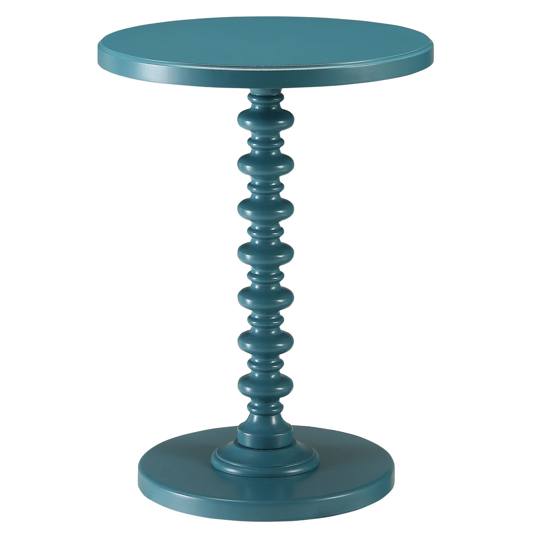 Teal Round Wooden Side Table Teal Primary Living Space Round Wood Pedestal