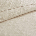 3 Piece Reversible Bedspread Set Cream Full Queen Queen Cream Microfiber
