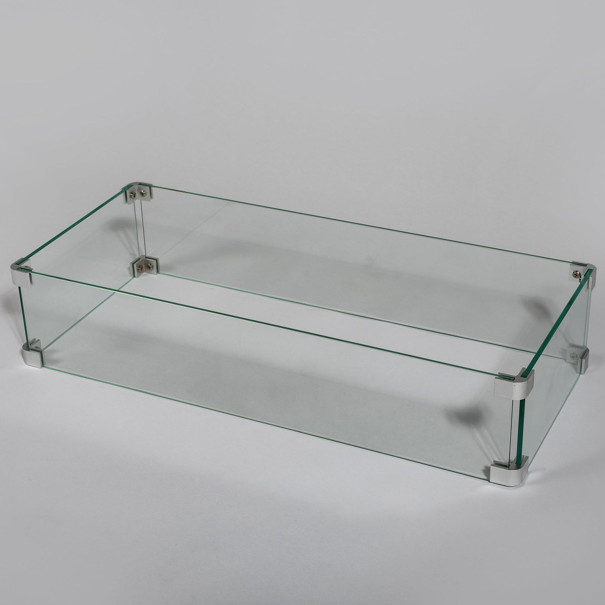 Rectangular Fire Pit Wind Guard Clear Glass