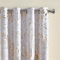 Grommet Top Printed Marble Metallic Total Blackout Curtain Only 1 Pc Panel Blush Gold Polyester