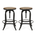 Industrial Firwood Adjustable Height Swivel Barstools Set Of 2 Natural,Pewter Metal & Wood