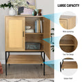 31.5 Inch Wide 2 Rattan Doors Free Standing Sideboard Storage Cabinet With One Open Bottom Shelf For Kitchen Dinning Room Living Room, Natural Color Freestanding 1 2 Shelves Natural Natural Primary Living Space Open Storage Space American Design Particle