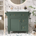 30'' Bathroom Vanity With Top Sink, Modern Bathroom Storage Cabinet With 2 Drawers And A Tip Out Drawer, Single Sink Bathroom Vanity Same As Sw000143Aaf Green Bathroom Modern Solid Wood Mdf Resin