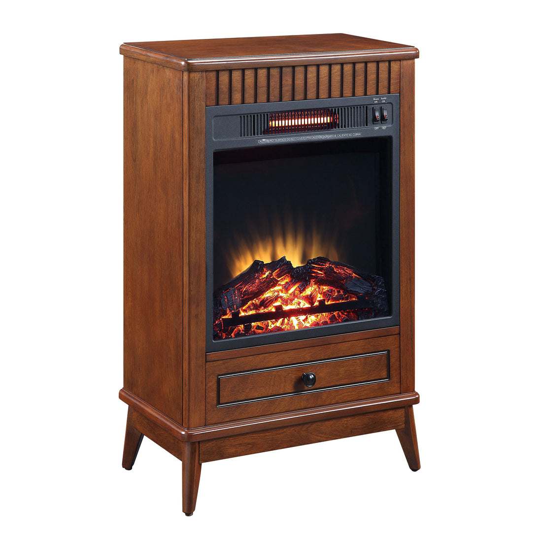 Walnut Fireplace With 1 Drawer Electric Walnut Primary Living Space Poplar Wood