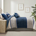 7 Piece Faux Suede Comforter Set Blue King King Blue Polyester