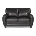 Cushioned Loveseat Upholstered In Black Bonded Leather Black Wood 2 Seat