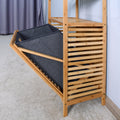 Bathroom Laundry Basket Bamboo Storage Basket With 2 Tier Shelf 17.32 X 13 X 37.8 Inch Natural Bamboo