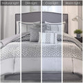 7 Piece Comforter Set Grey King King Grey Polyester