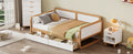 Twin Size Solid Wood Daybed With 2 Storage Drawers For Limited Space Kids, Teens, Adults, No Need Box Spring, Walnut And White Box Spring Not Required Twin White Walnut Wood Bedroom Modern Pine Daybeds Wood