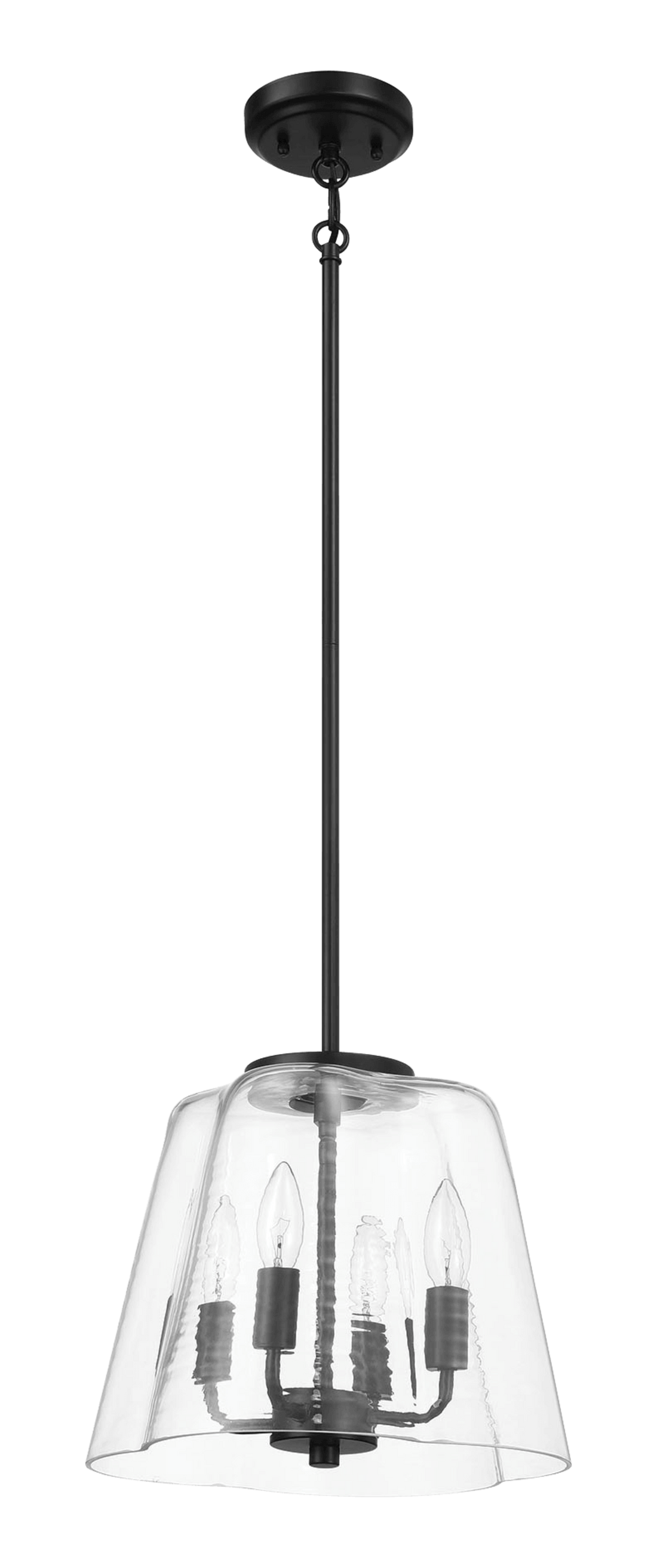 Soiree Four Candle Lights Pendant With Clear Glass Black Finish Black,Clear Ceiling Lights Glass,Metal