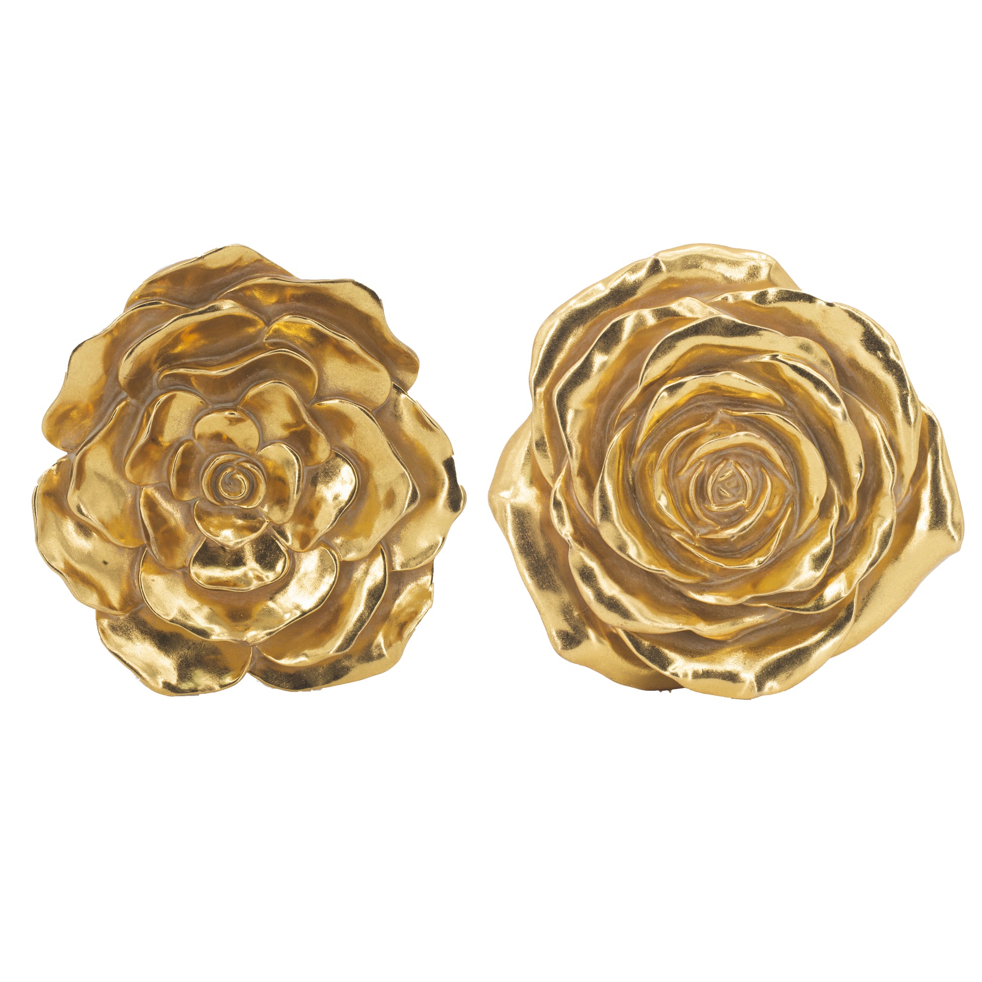 S 2 Gold Rose Hanging Wall Accents Gold Resin