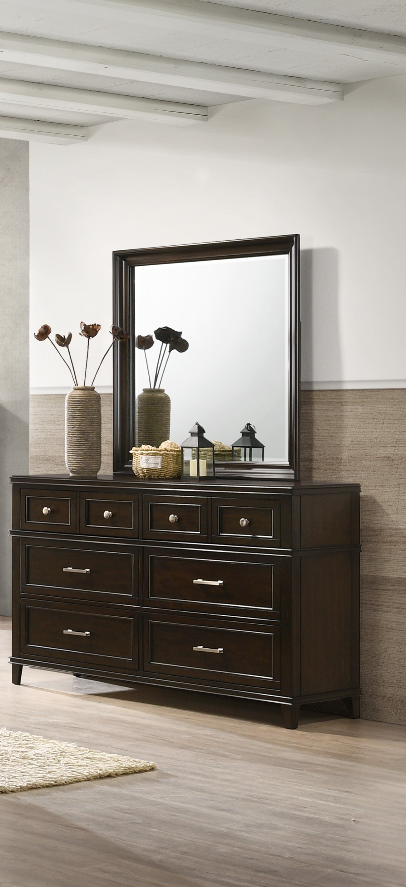 Merlot 6 Drawer Dresser Mahogany Solid Wood MDF Merlot 6 Drawer Dresser Mahogany Solid Wood MDF