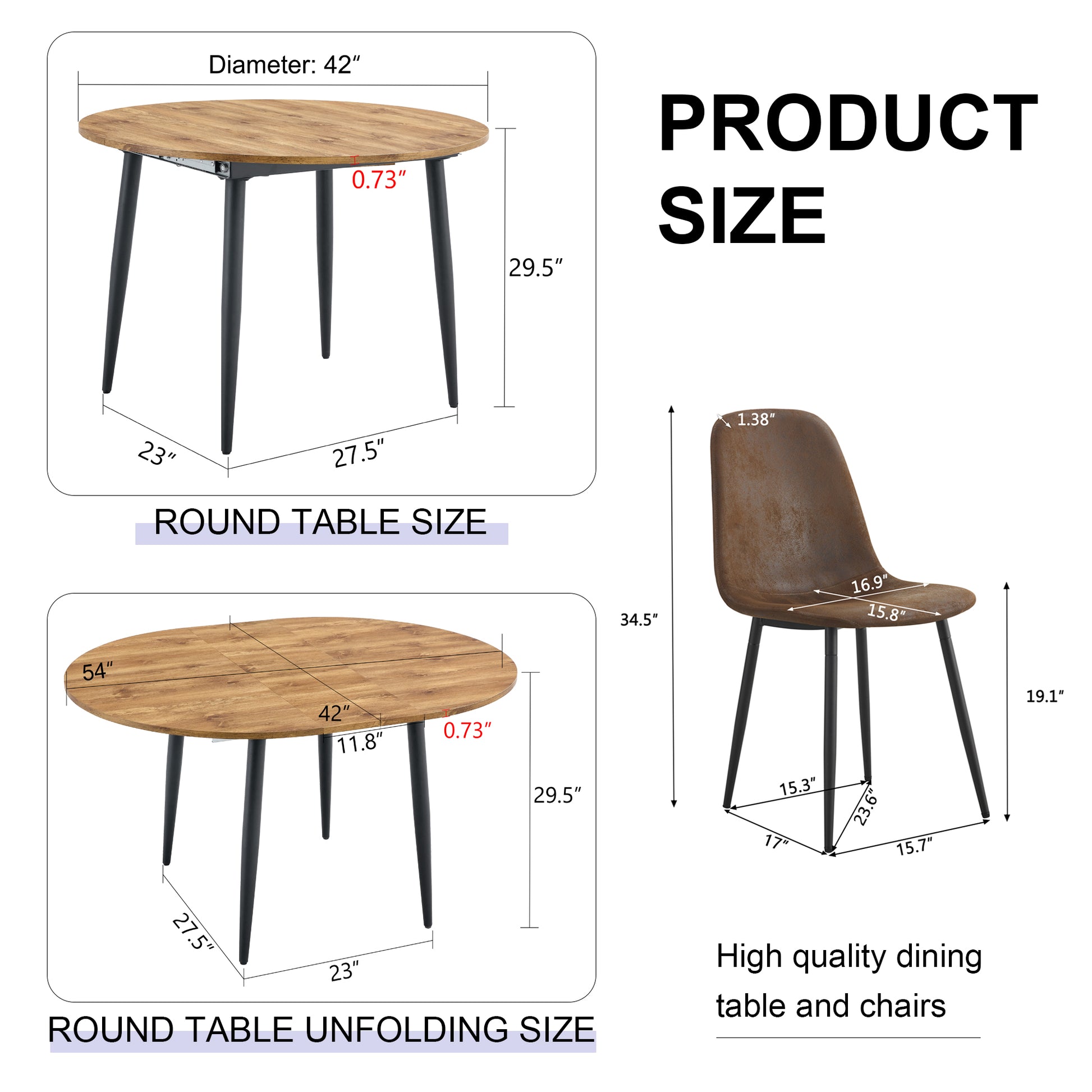 Table And Chair Set.Modern Extendable Mdf Dining Table.The Table Has A Telescopic Design, Suitable For Gatherings Of Different Size.Paired With 6 Chairs With Soft Suede Cushions And Black Metal