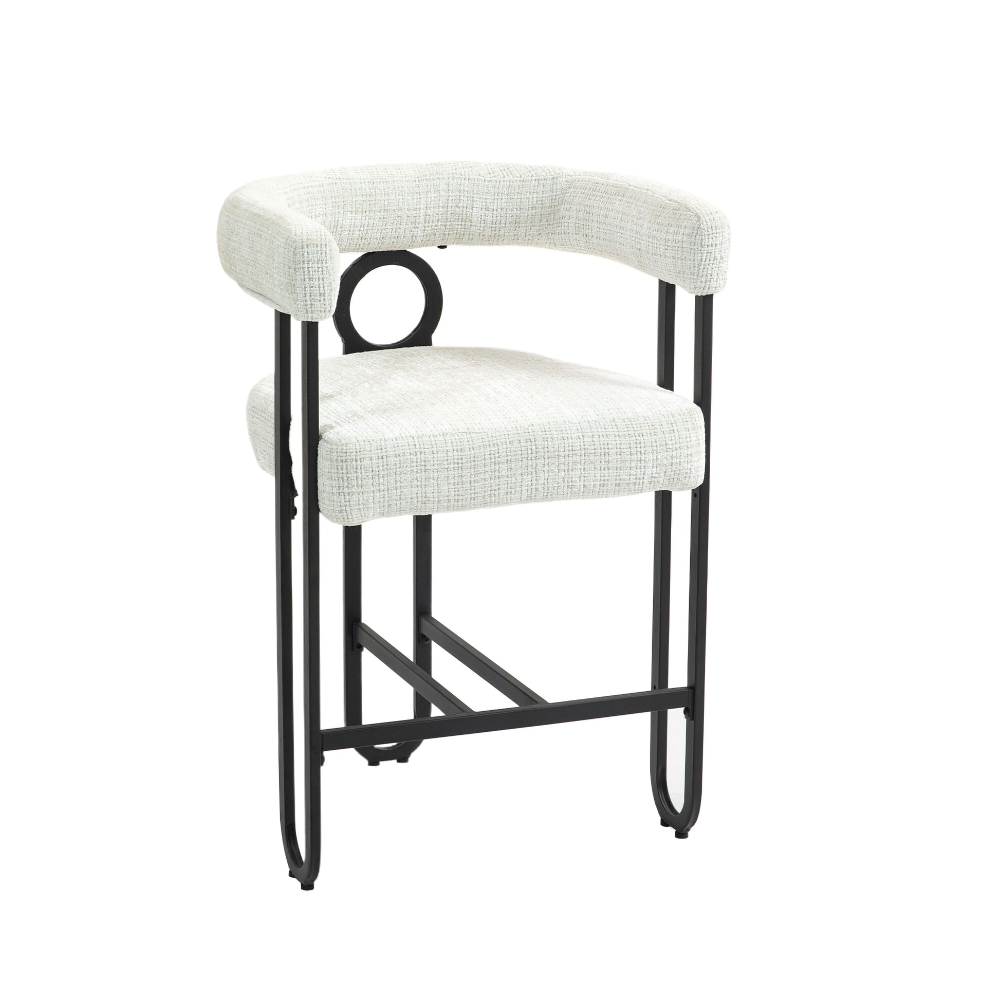 Coolmore Bar Stools Set Of 2, Modern Bar Stool With Back, Black Metal Frames, Upholstered Bar Stools For Kitchen Island, Pub, Club Beige Chenille Beige Dining Room Foam Chenille