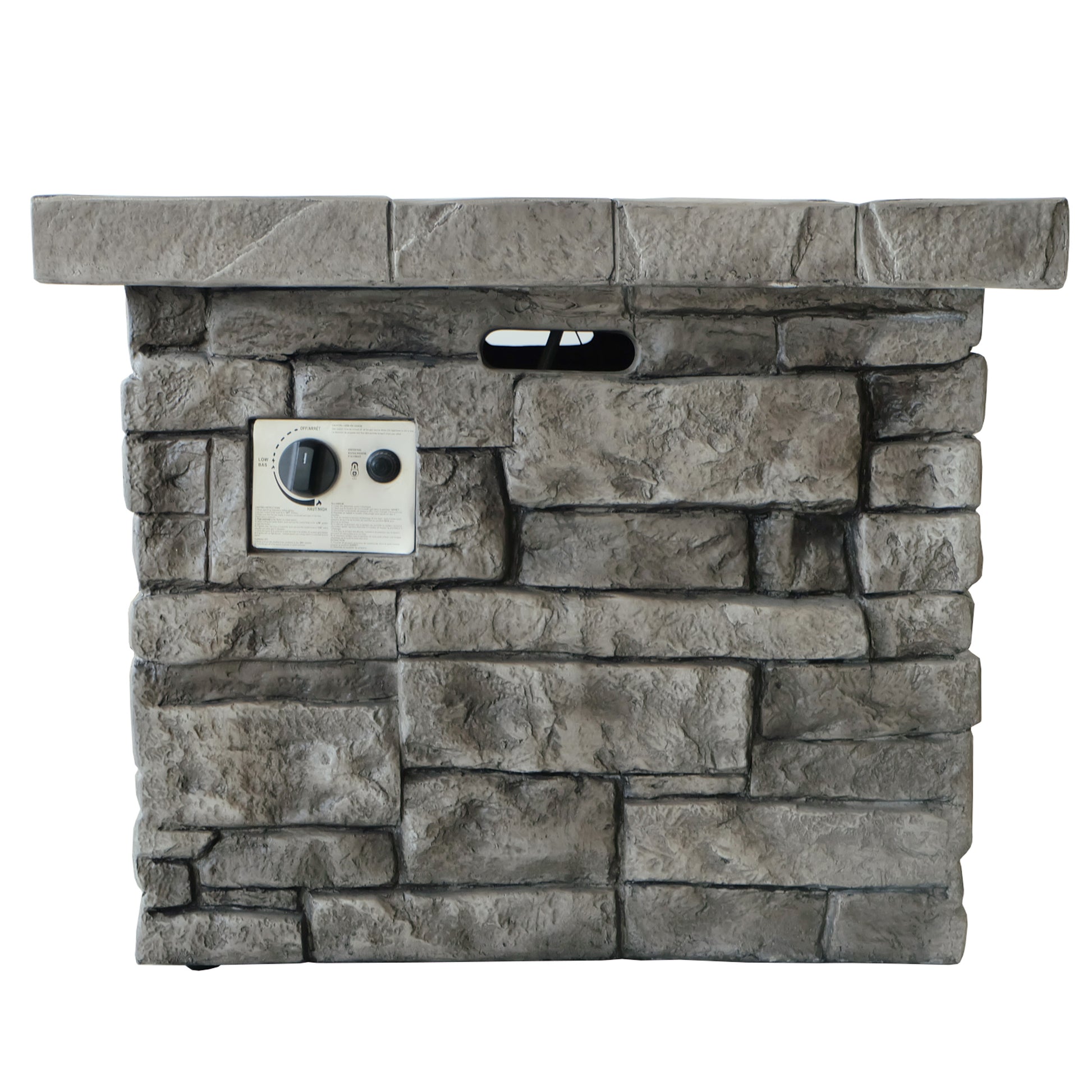 30" Outdoor Square Mgo Propane Fire Pit 40,000 Btu, Grey Grey Garden & Outdoor Magnesium Oxide