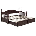 Wooden Twin Size Daybed With Twin Size Trundle, Extendable Daybed With Two Storage Drawers, Espresso Expected Arrival Time:9.12 Twin Espresso Wood