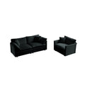 2 Seater Loveseat And Chair Set, 2 Piece Sofa & Chair Set, Loveseat And Accent Chair2 Piece Upholstered Chenille Sofa Living Room Couch Furniture 1 2 Seat ,Black Chenille Black Chenille 3 Seat