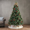 7' Faux Cashmere And Snow Bristle Mixed Tree With 75 Pine Cones And 1233 Tips,Dia.:59 Green Pvc